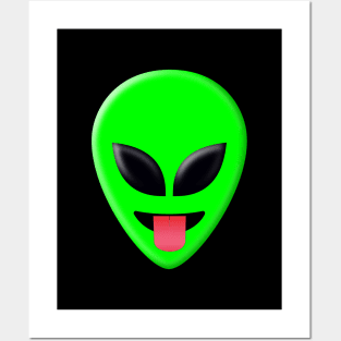 Alien Head Tongue Out Emoji Posters and Art